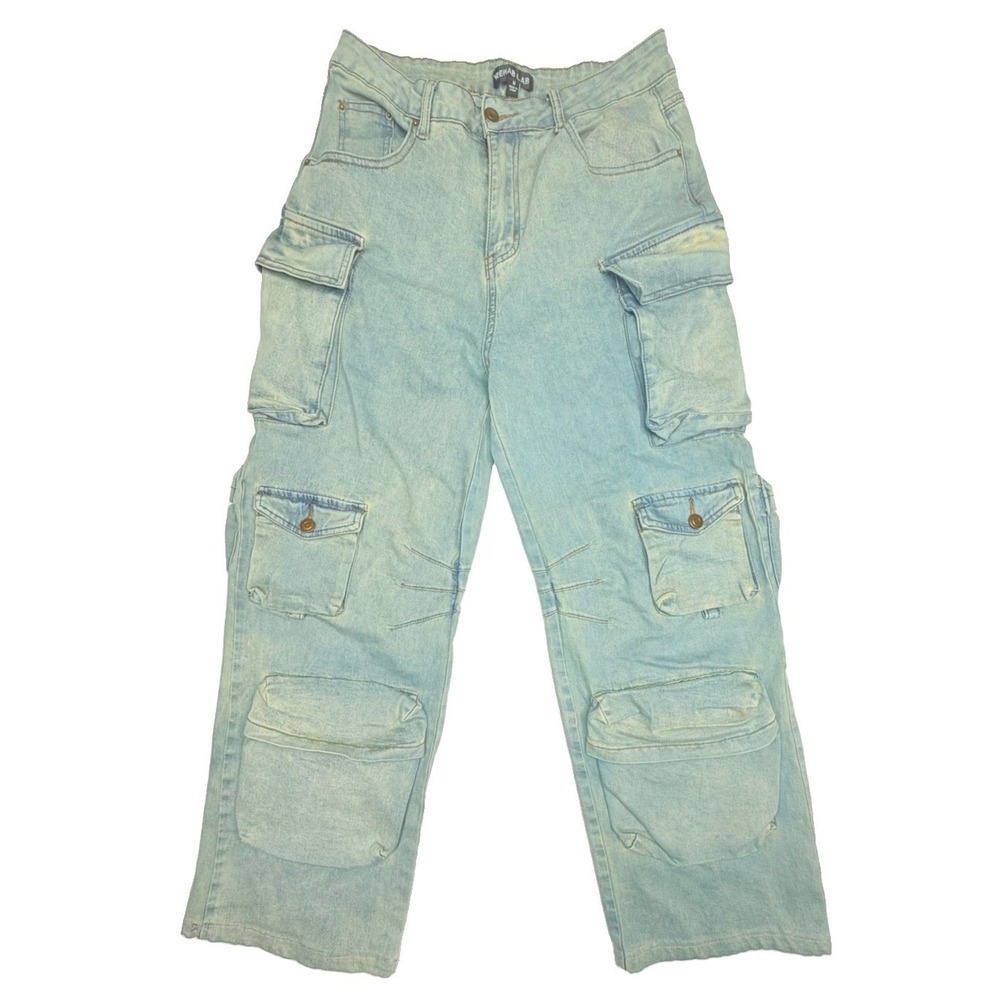 Rehab Lab Cargo Jeans Men's Medium Light Wash Multi Pocket Utility Denim